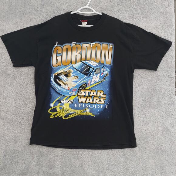 Vintage Star Wars NASCAR Jeff Gordon Shirt Mens XLarge Black Episode 1 Pepsi 90s - Picture 1 of 10